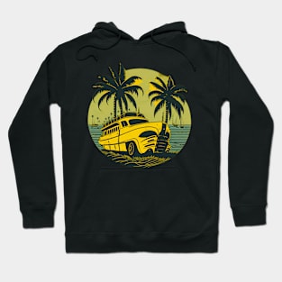 vintage ship design with palm tree Hoodie